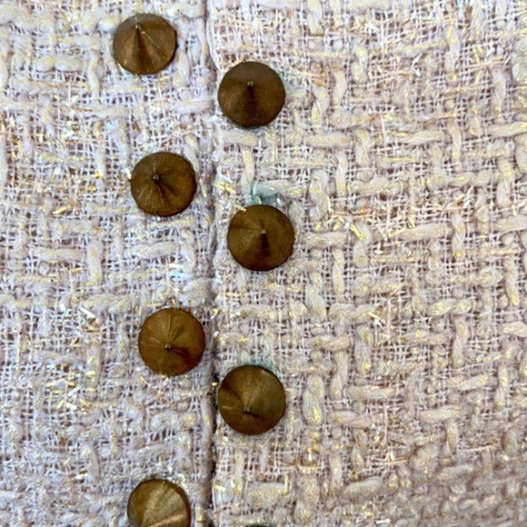 TOBI Metallic Gold Beige Tweed Studded Sparkle Jacket Blazer Suit Top S​ - Picture 6 of 7